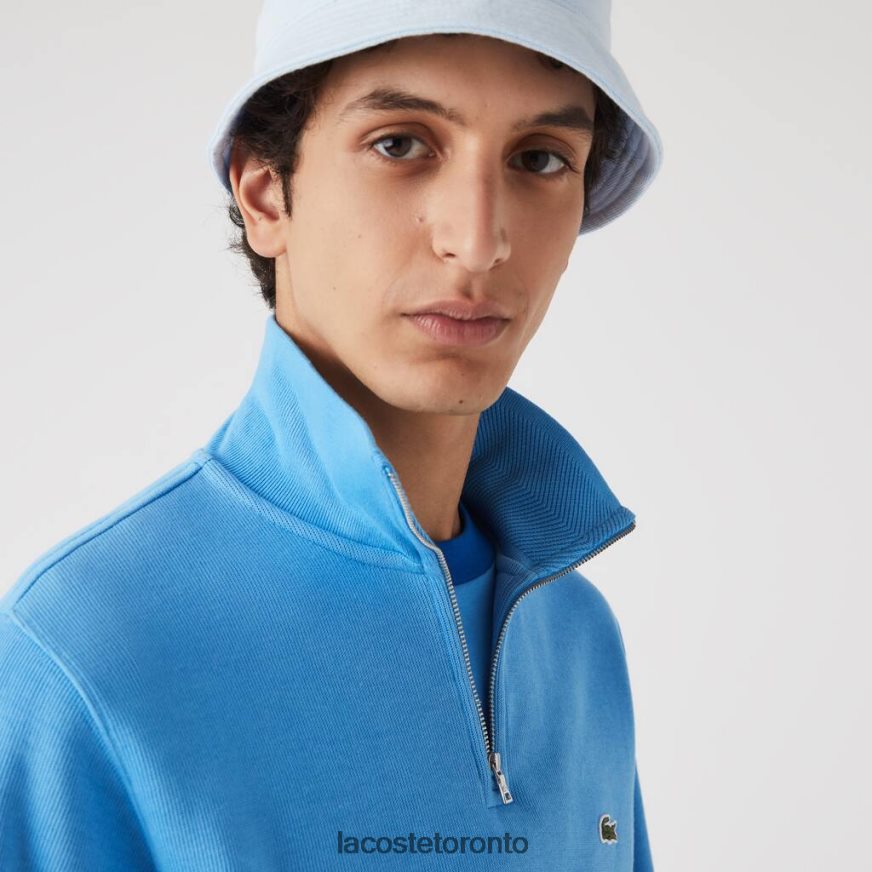 Clothing Lacoste Zippered Stand-Up Collar Cotton Sweatshirt Blue Men Z60BPR1184