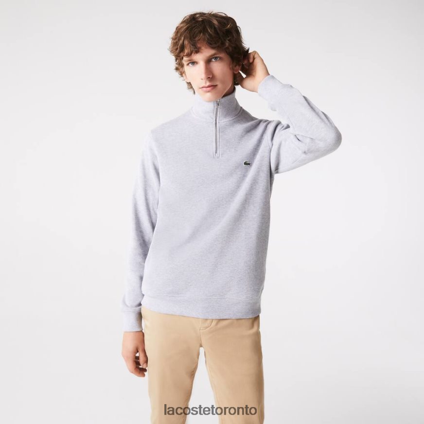Clothing Lacoste Zippered Stand-Up Collar Cotton Sweatshirt Grey Chine Men Z60BPR954