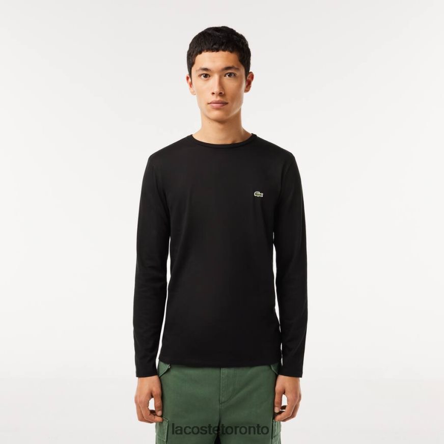 Clothing Lacoste Crew Neck Pima Cotton Jersey T-Shirt Black Men Z60BPR690