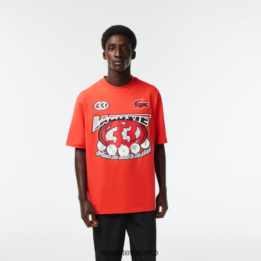 Clothing Lacoste Loose Fit Cotton Jersey Print T-Shirt Orange Men Z60BPR145