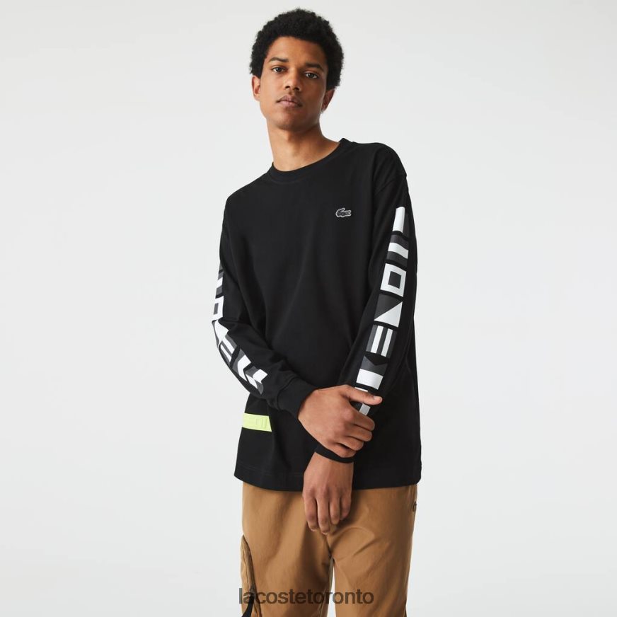 Clothing Lacoste Loose Fit Print T-Shirt Black Men Z60BPR797