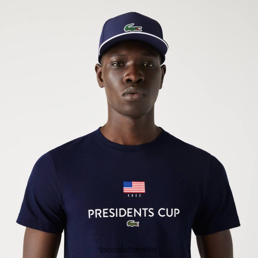 Clothing Lacoste Presidents Cup SPORT American Flag T-Shirt Navy Blue Men Z60BPR862