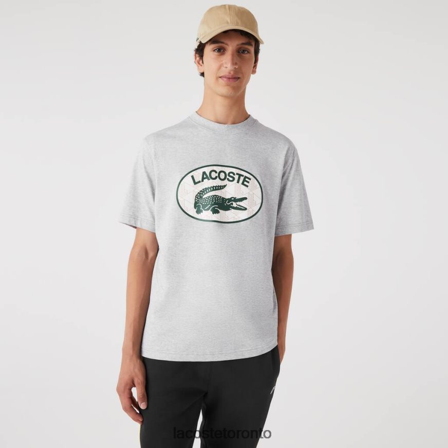 Clothing Lacoste Regular Fit Branded Monogram Print T-Shirt Grey Chine Men Z60BPR579