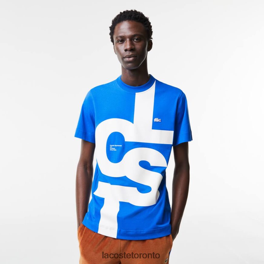 Clothing Lacoste Regular Fit Contrast Lettering Cotton T-Shirt Blue Men Z60BPR568