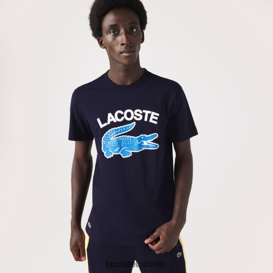 Clothing Lacoste Regular Fit XL Crocodile Print T-Shirt Navy Blue Men Z60BPR571
