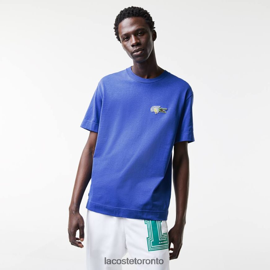 Clothing Lacoste Relaxed Fit Comic Effect Badge T-Shirt Blue Men Z60BPR742