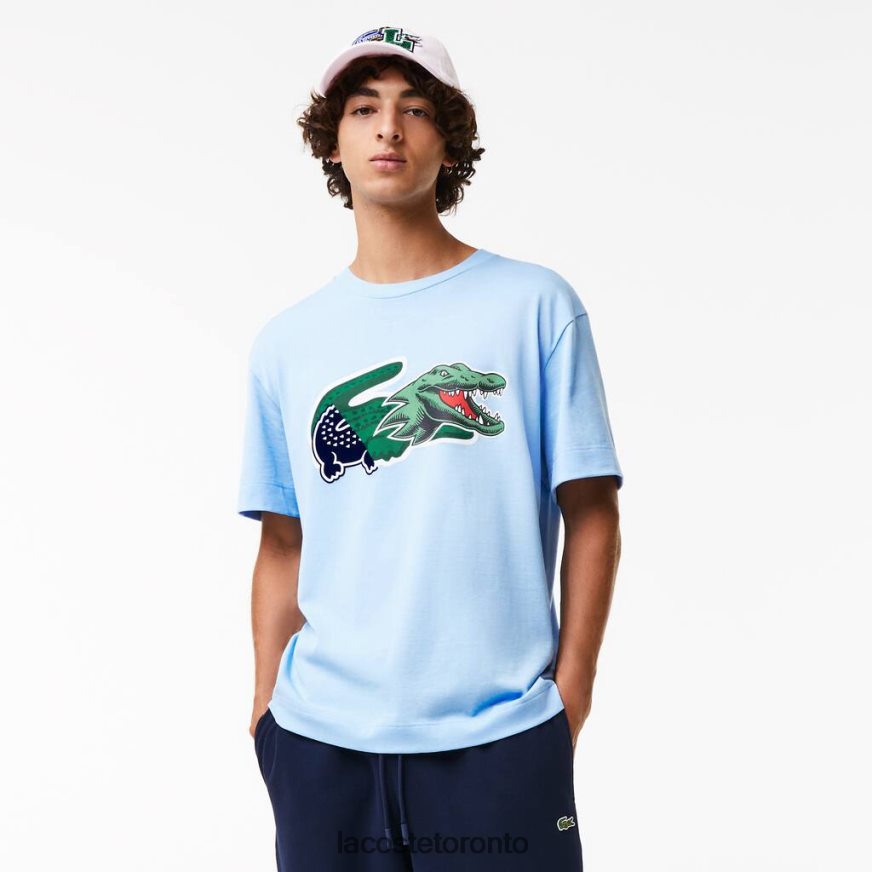 Clothing Lacoste Relaxed Fit Oversized Crocodile T-Shirt Blue Men Z60BPR609