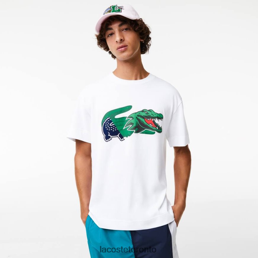 Clothing Lacoste Relaxed Fit Oversized Crocodile T-Shirt White Men Z60BPR608