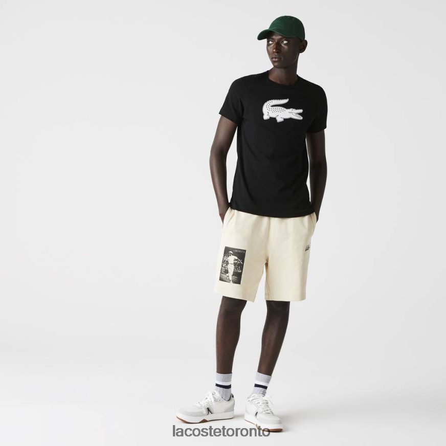 Clothing Lacoste SPORT 3D Print Crocodile Breathable Jersey T-Shirt Black/White Men Z60BPR161