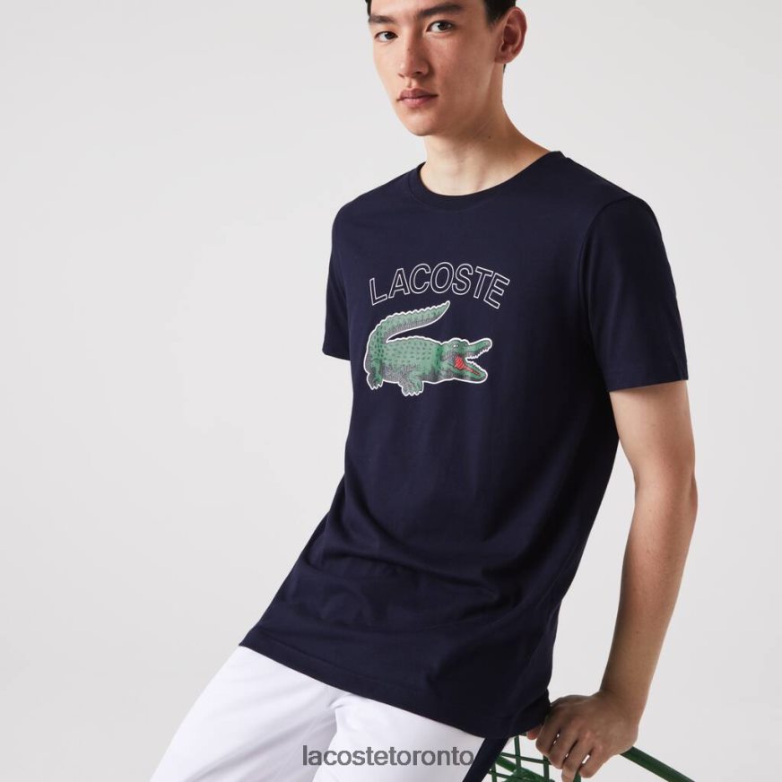 Clothing Lacoste SPORT Crocodile Print Jersey T-Shirt Navy Blue Men Z60BPR840