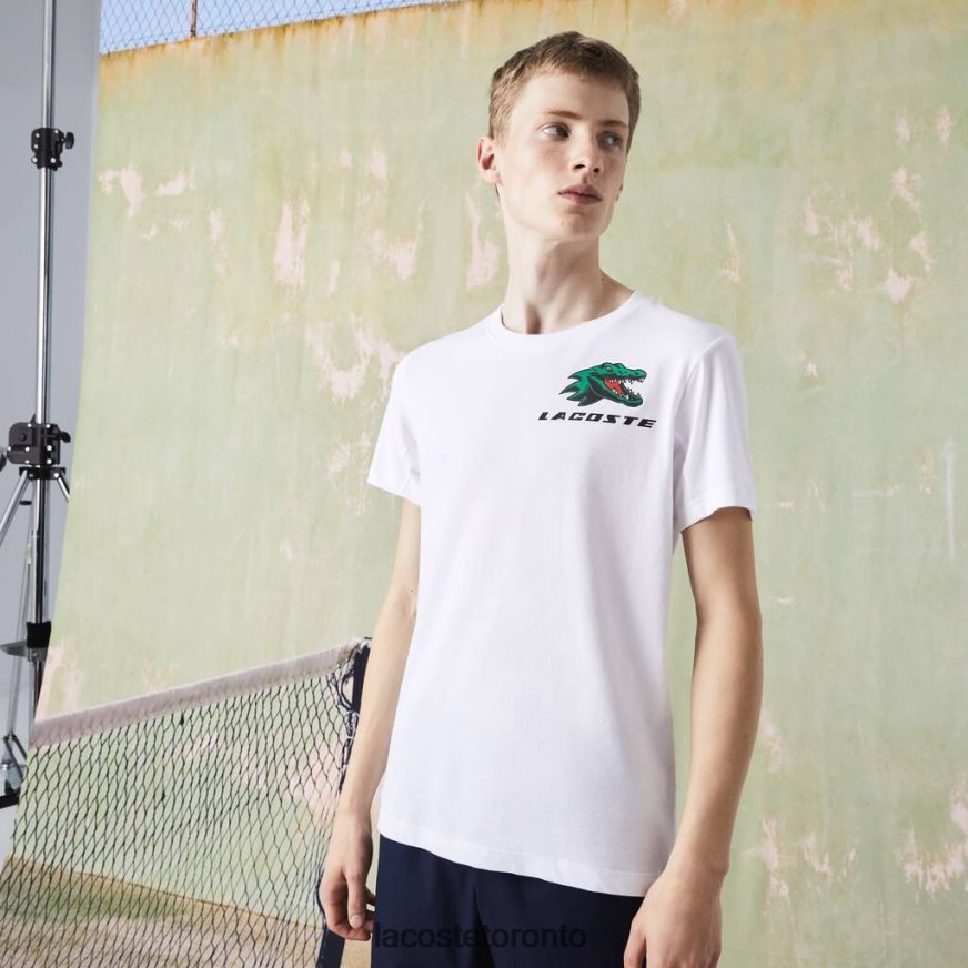 Clothing Lacoste SPORT Crocodile Print Tennis T-Shirt White Men Z60BPR681