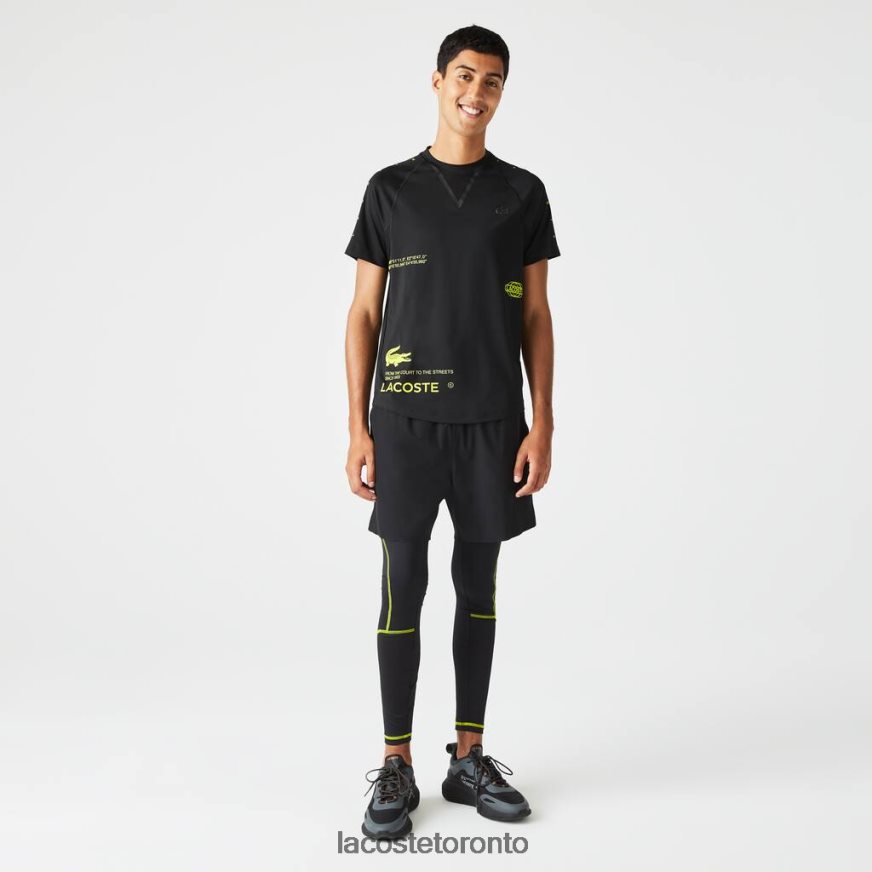 Clothing Lacoste SPORT Stretch Jersey T-Shirt Black/Yellow Men Z60BPR828