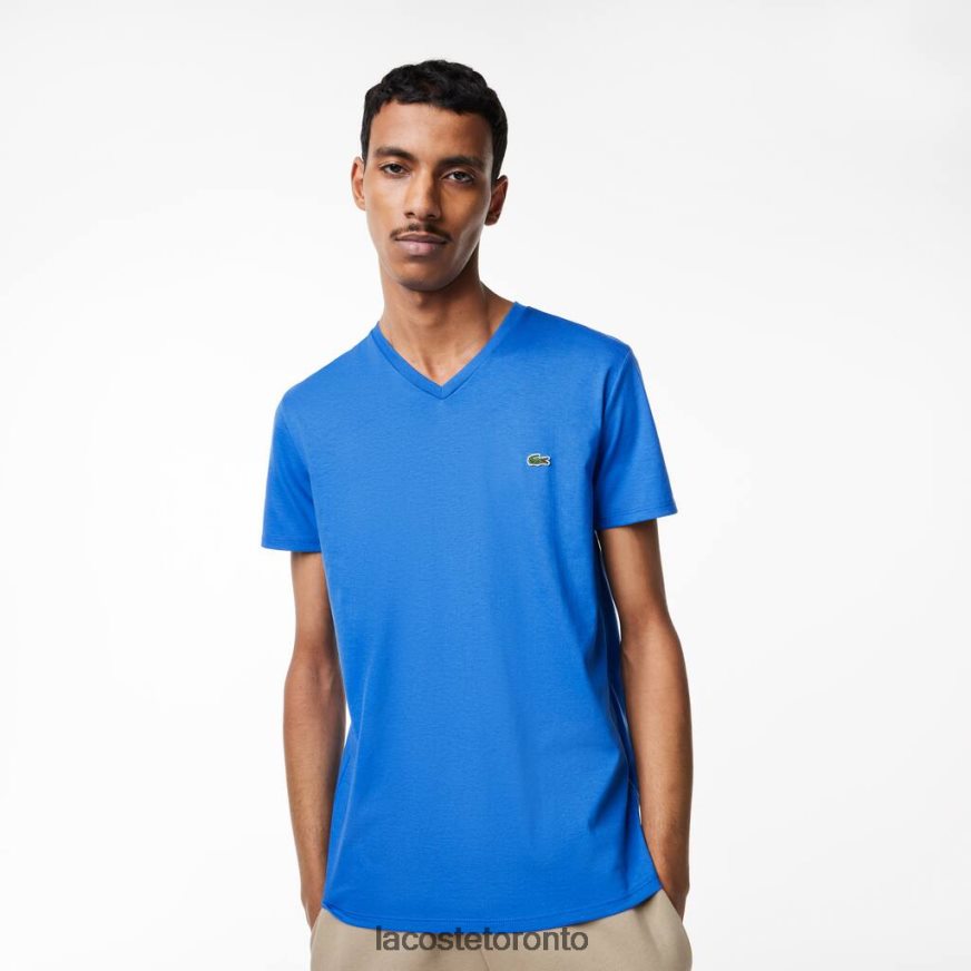 Clothing Lacoste V-Neck Pima Cotton Jersey T-Shirt Blue Men Z60BPR49