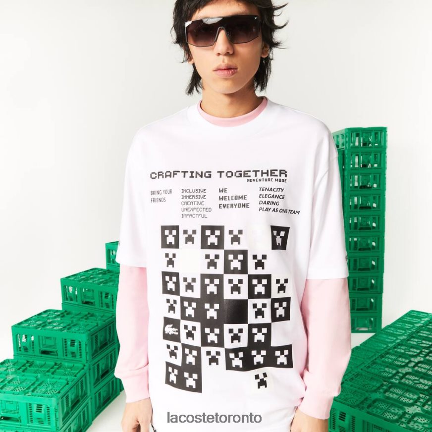 Clothing Lacoste x Minecraft Loose Fit Organic Cotton T-Shirt White Men Z60BPR853