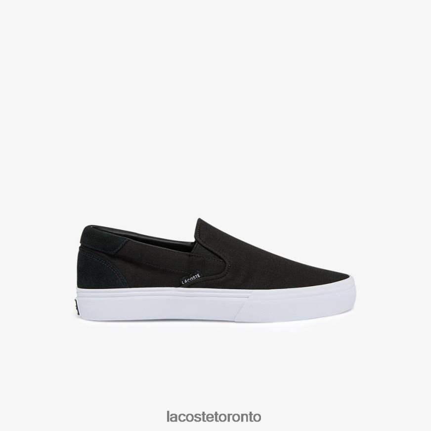 Shoes Lacoste Jump Serve Canvas Slip On Black & White Men Z60BPR1871