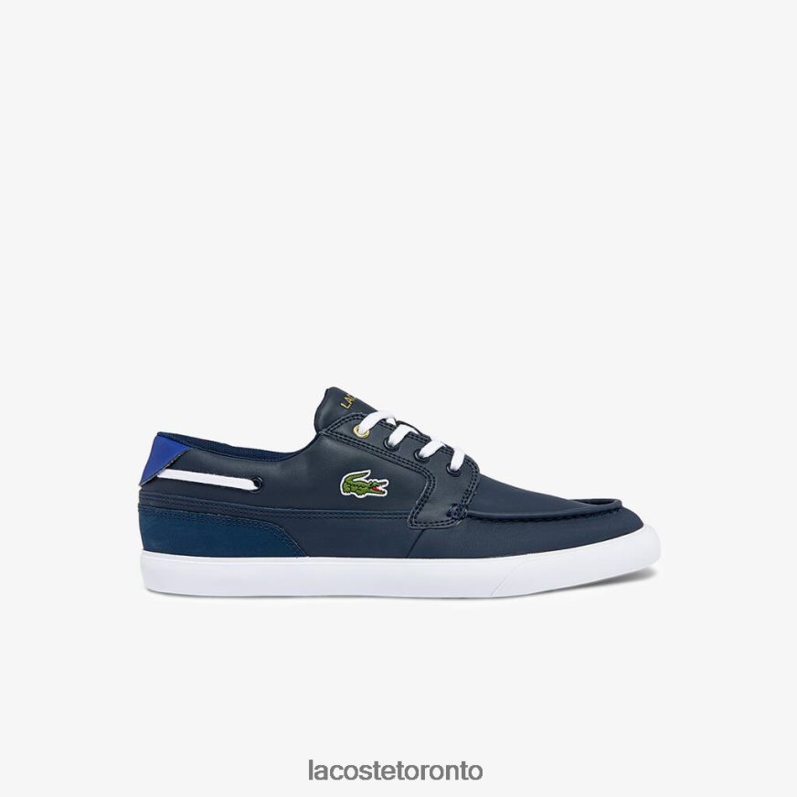 Shoes Lacoste Bayliss Deck Leather and Synthetic Boat Shoes Navy & White Men Z60BPR1803