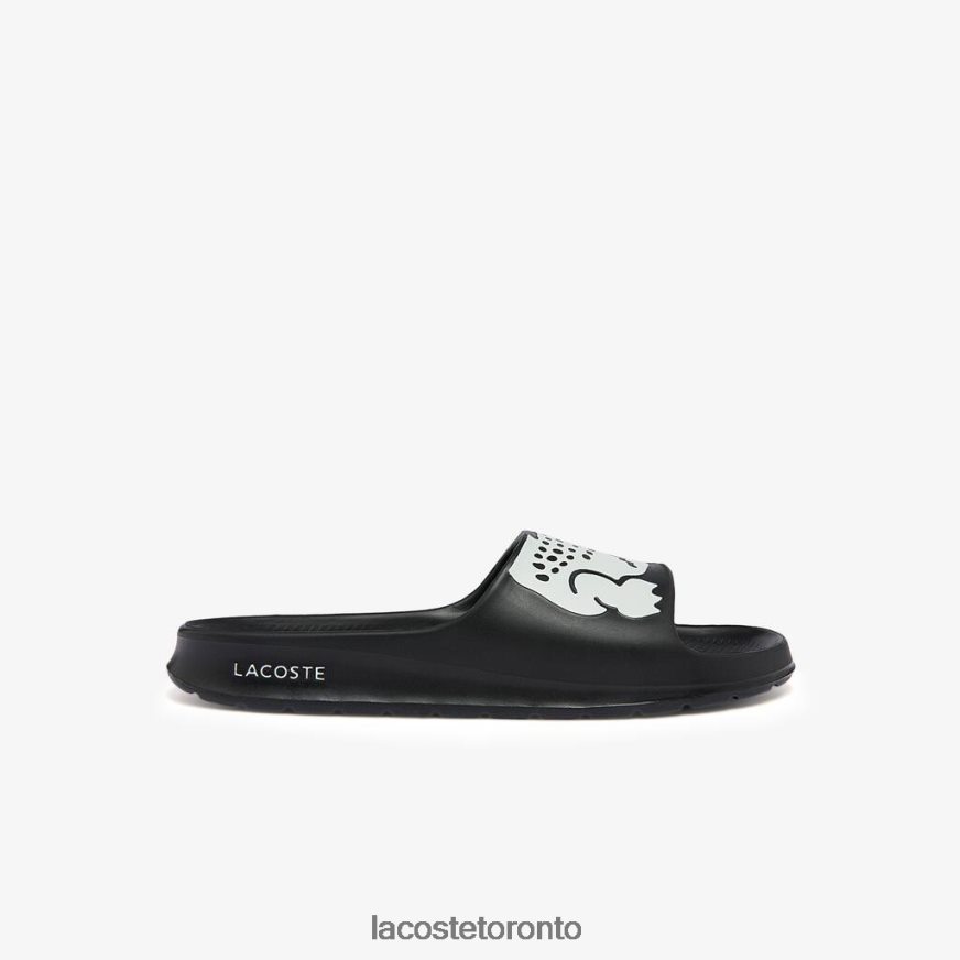 Shoes Lacoste Croco 2.0 Synthetic Slides Black & White Men Z60BPR1754