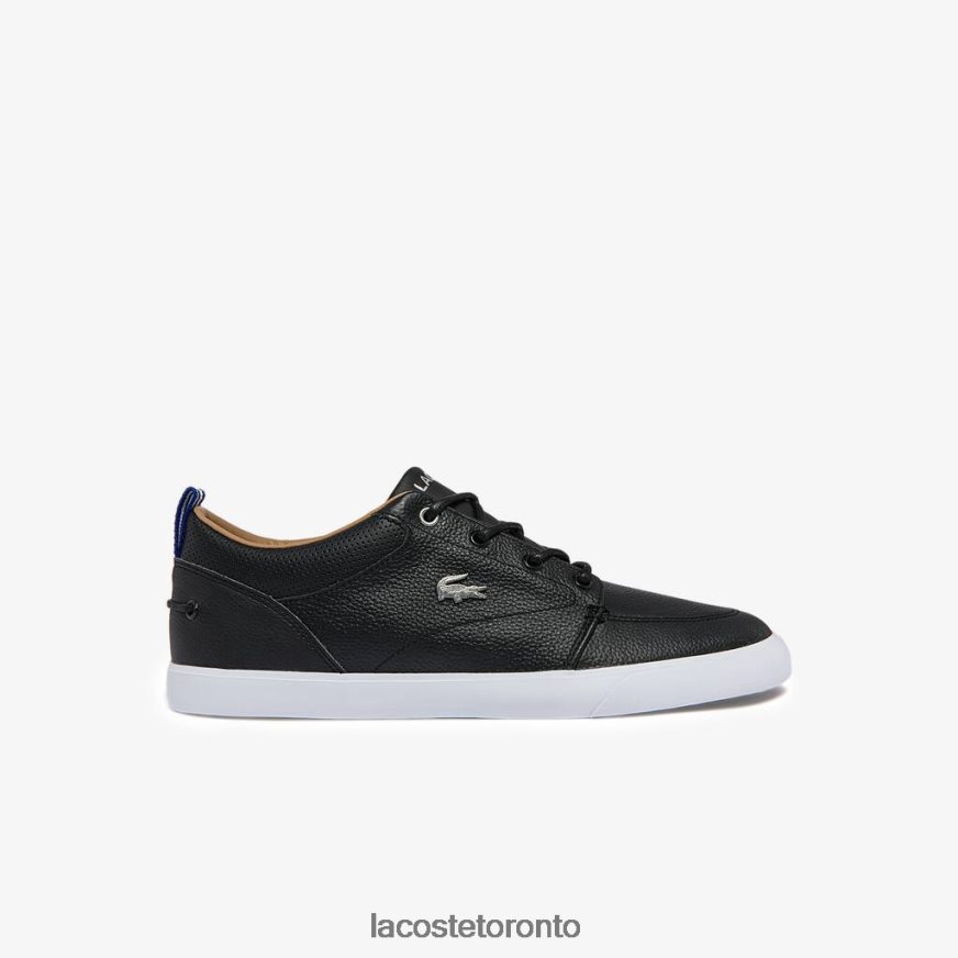 Shoes Lacoste Bayliss Leather Perforated Collar Sneakers Black & White Men Z60BPR1760