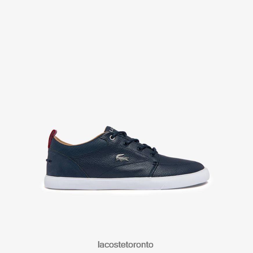 Shoes Lacoste Bayliss Leather Perforated Collar Sneakers Navy & White Men Z60BPR1757