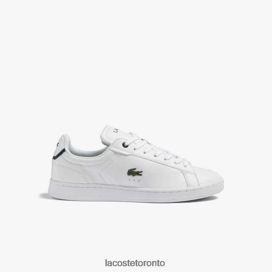 Shoes Lacoste Carnaby Pro BL Leather Tonal Sneakers White & Navy Men Z60BPR1743