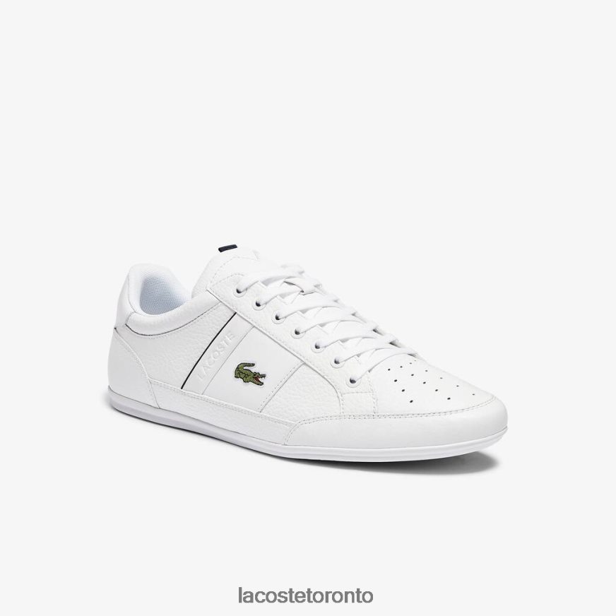 Shoes Lacoste Chaymon Leather and Synthetic Sneakers White & Navy Men Z60BPR1713