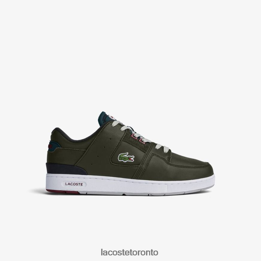 Shoes Lacoste Court Cage Leather Color Contrast Sneakers Khaki & White Men Z60BPR1705