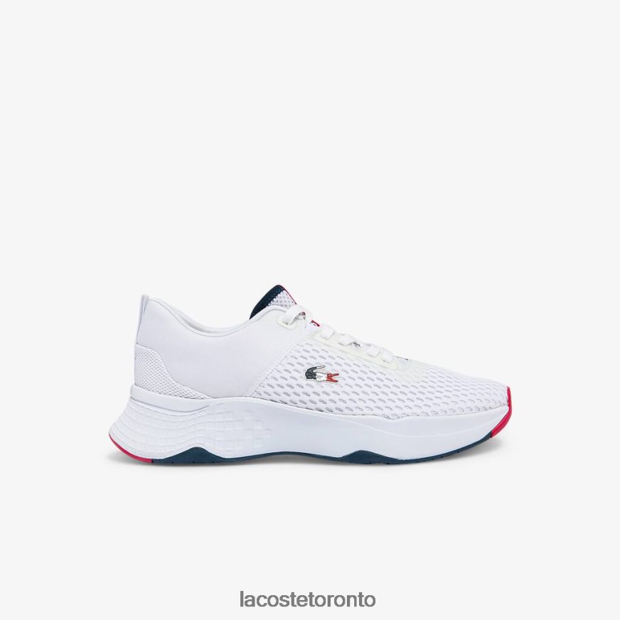 Shoes Lacoste Court-Drive Textured Textile Sneakers White, Navy & Red Men Z60BPR1861