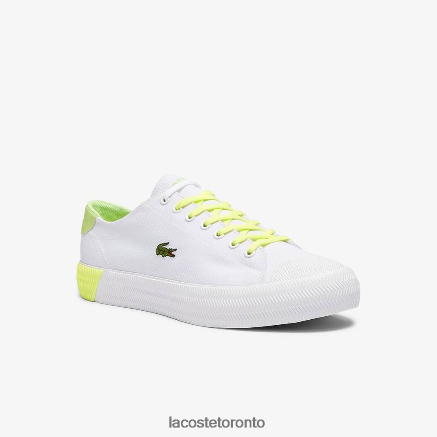 Shoes Lacoste Gripshot Canvas and Leather Sneakers White & Light Yellow Men Z60BPR1889