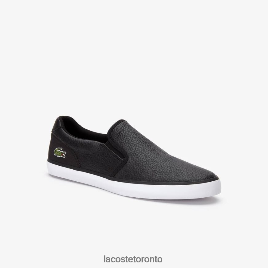Shoes Lacoste Jouer Leather Slip-On Sneakers Black & White Men Z60BPR1885