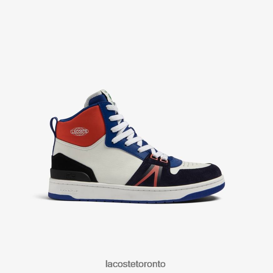 Shoes Lacoste L001 Mid Leather Colorblock Sneakers White & Navy Men Z60BPR1751