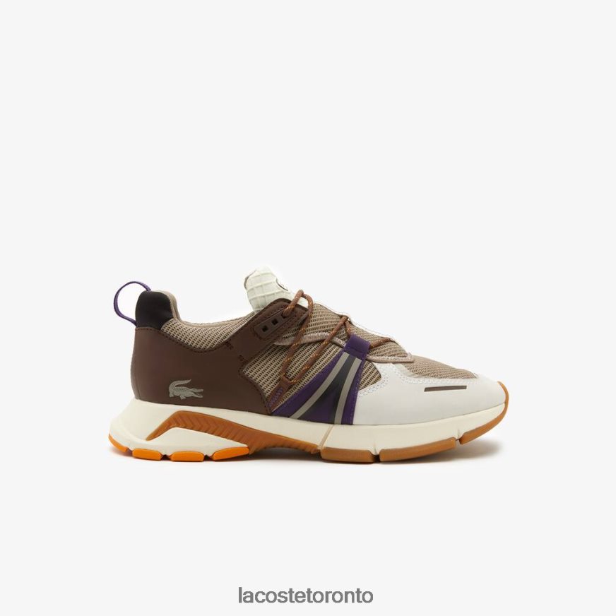 Shoes Lacoste L003 Textile Color-Block Sneakers Off White & Grey Men Z60BPR1787