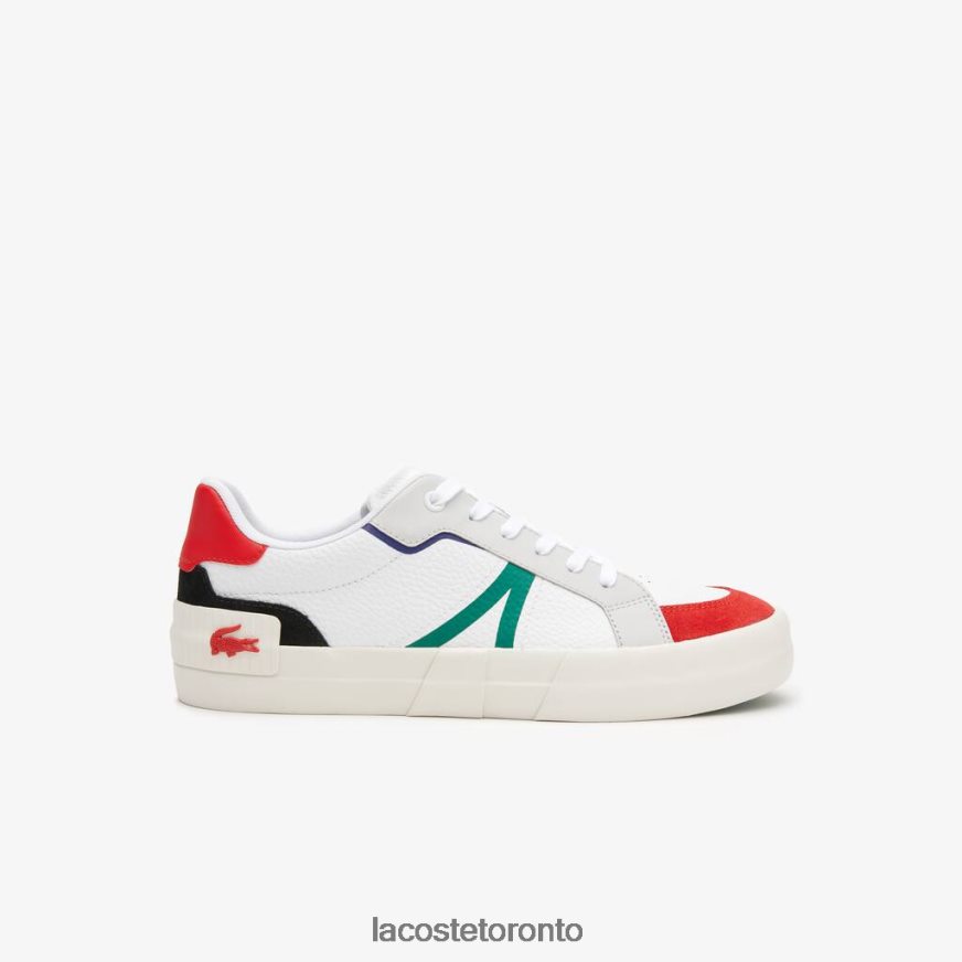 Shoes Lacoste L004 Leather Color-Pop Sneakers White & Red Men Z60BPR1890