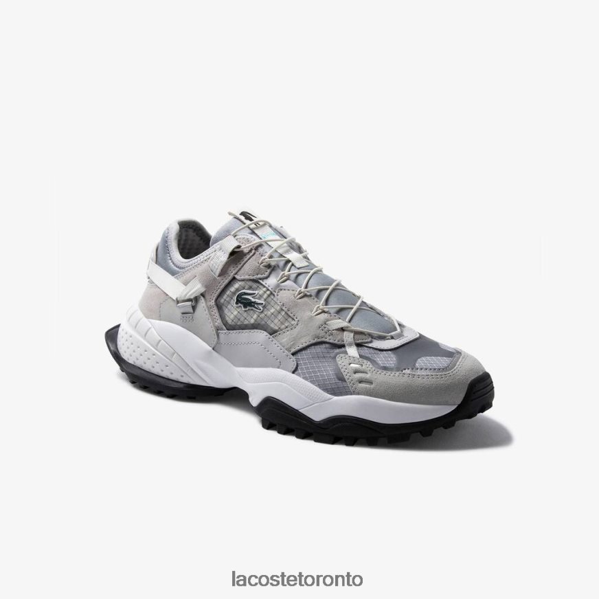 Shoes Lacoste L-Guard Breaker Textile and Suede Sneakers Light Grey & Black Men Z60BPR1827