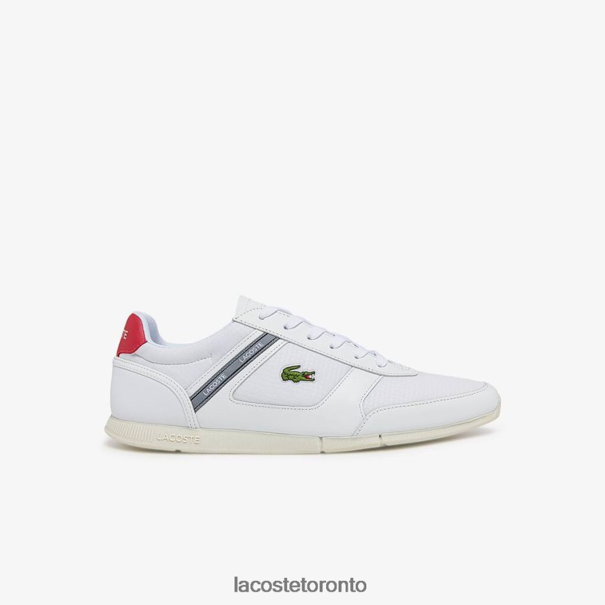 Shoes Lacoste Menerva Sport Textile and Leather Accent Sneakers White & Red Men Z60BPR1704