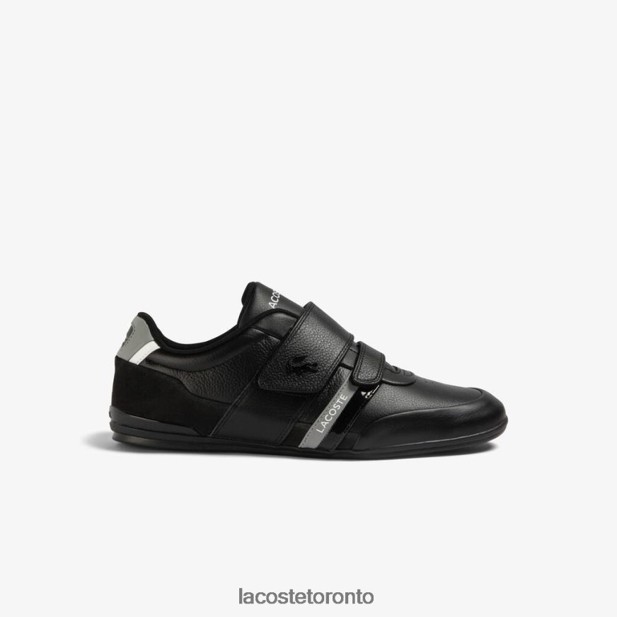 Shoes Lacoste Misano Strap Leather Sneakers Black & Light Grey Men Z60BPR1726