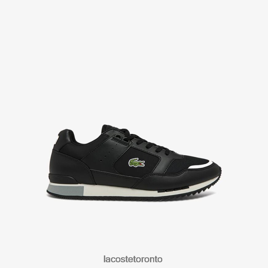 Shoes Lacoste Partner Piste Synthetic and Textile Sneakers Black & Grey Men Z60BPR1720