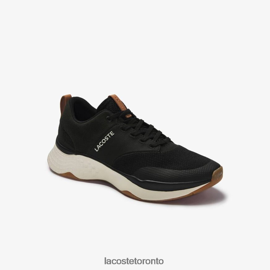 Shoes Lacoste Court-Drive Plus Colourblock Textile Trainers Black & Off White Men Z60BPR1868