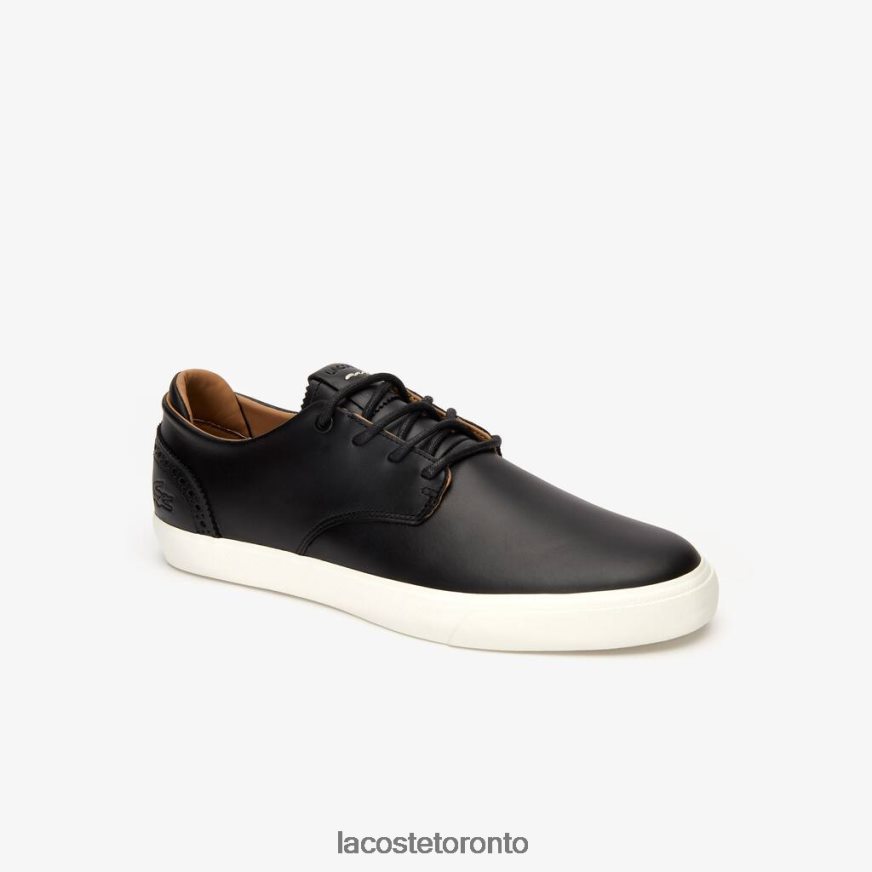 Shoes Lacoste Esparre Club Leather Trainers Black & Off White Men Z60BPR1718