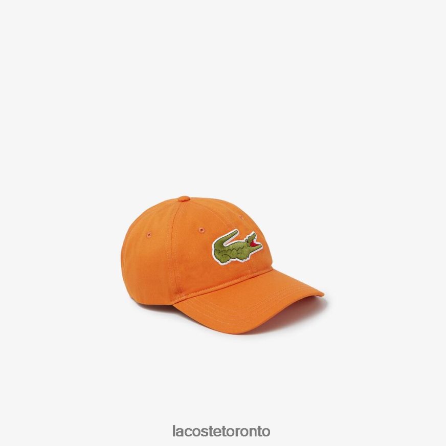 Accessories Lacoste Contrast Strap And Oversized Crocodile Cotton Cap Orange Unisex Z60BPR2261