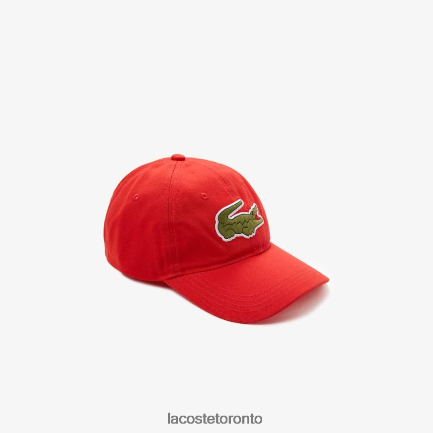 Accessories Lacoste Contrast Strap And Oversized Crocodile Cotton Cap Red Unisex Z60BPR2252
