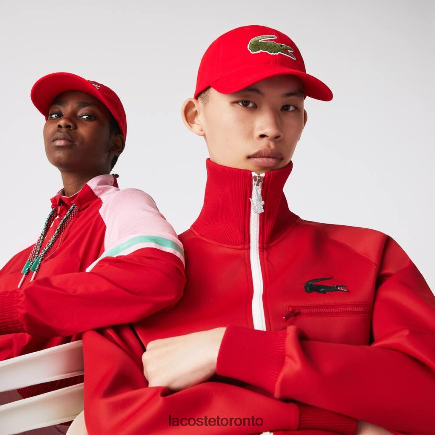 Accessories Lacoste Contrast Strap And Oversized Crocodile Cotton Cap Red Unisex Z60BPR2289