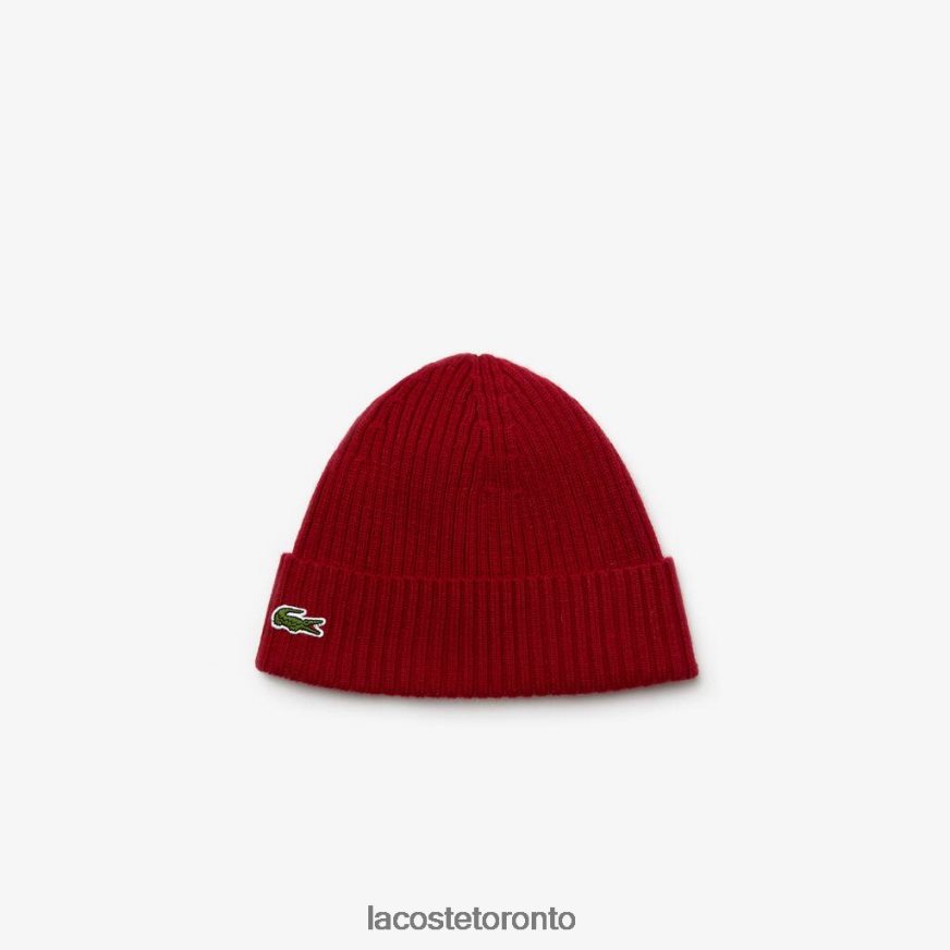 Accessories Lacoste Ribbed Wool Beanie Bordeaux Unisex Z60BPR2269