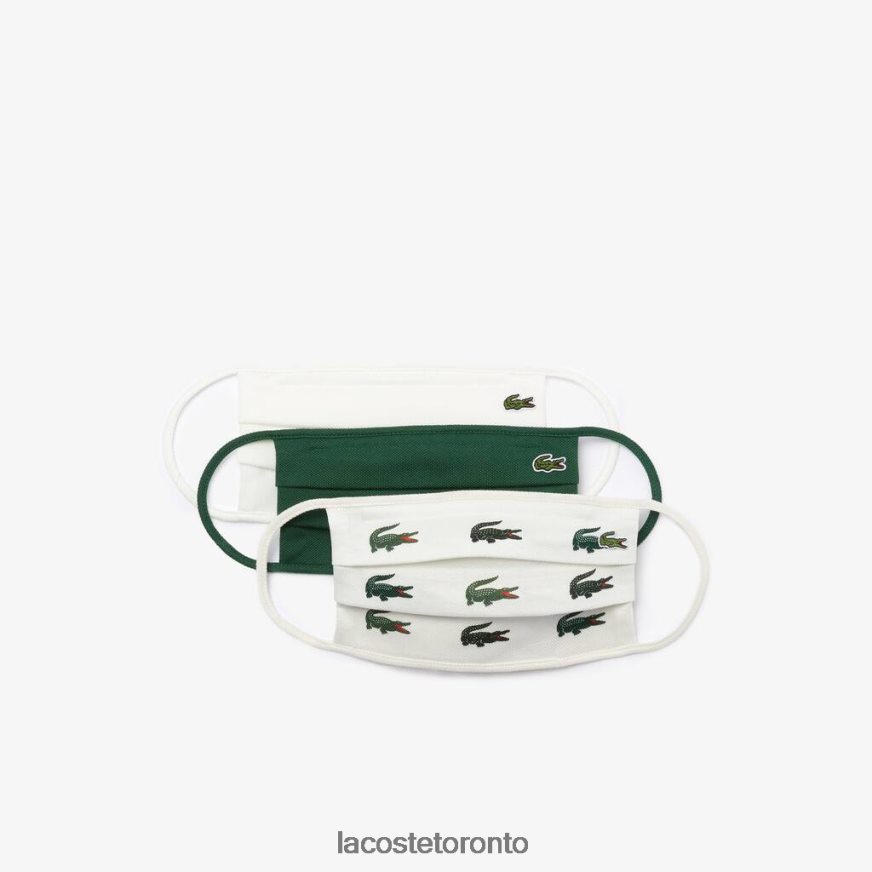 Accessories Lacoste L.12.12 Cotton Face Masks 3-Pack Green/White Unisex Z60BPR2290