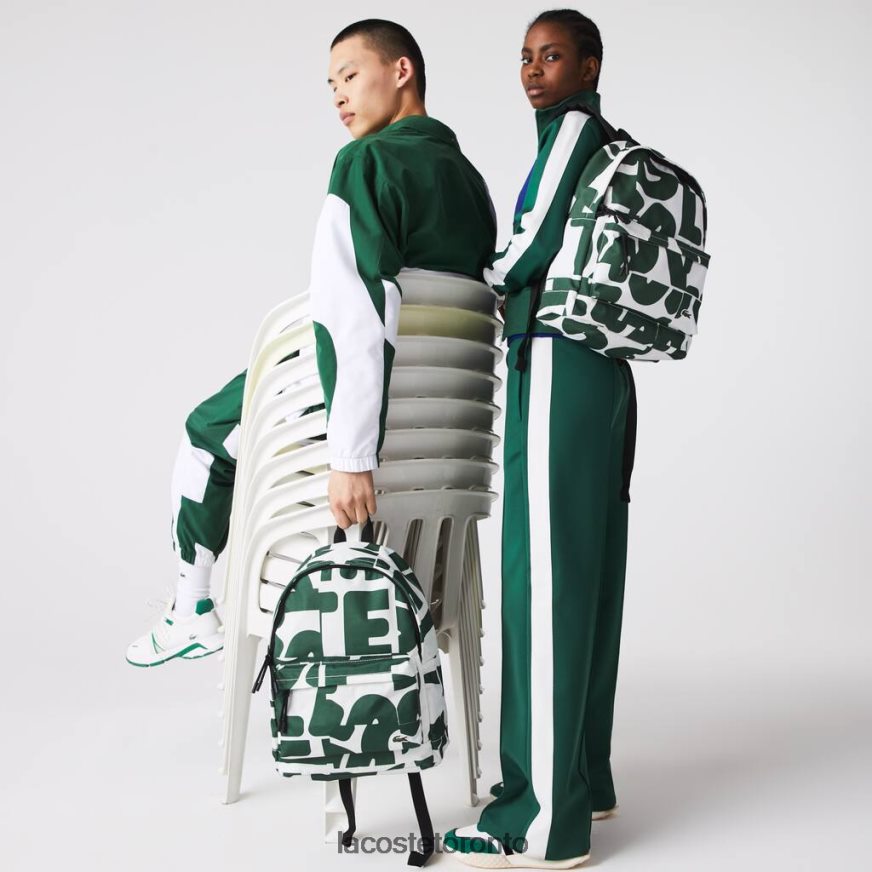 Bags & Leather Goods Lacoste Neocroc Destructured Signature Canvas Backpack Allover Print Croco Carre Unisex Z60BPR2045
