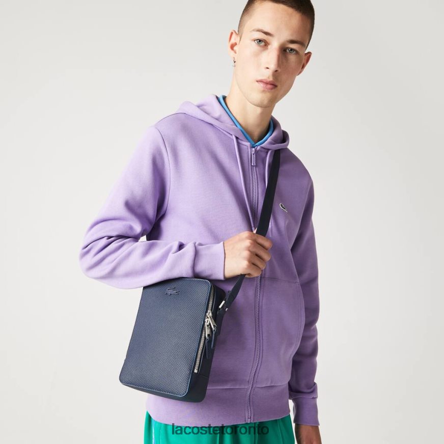 Bags & Leather Goods Lacoste Chantaco Matte Stitched Leather Vertical Camera Bag Marine 166 Argentine Unisex Z60BPR2026