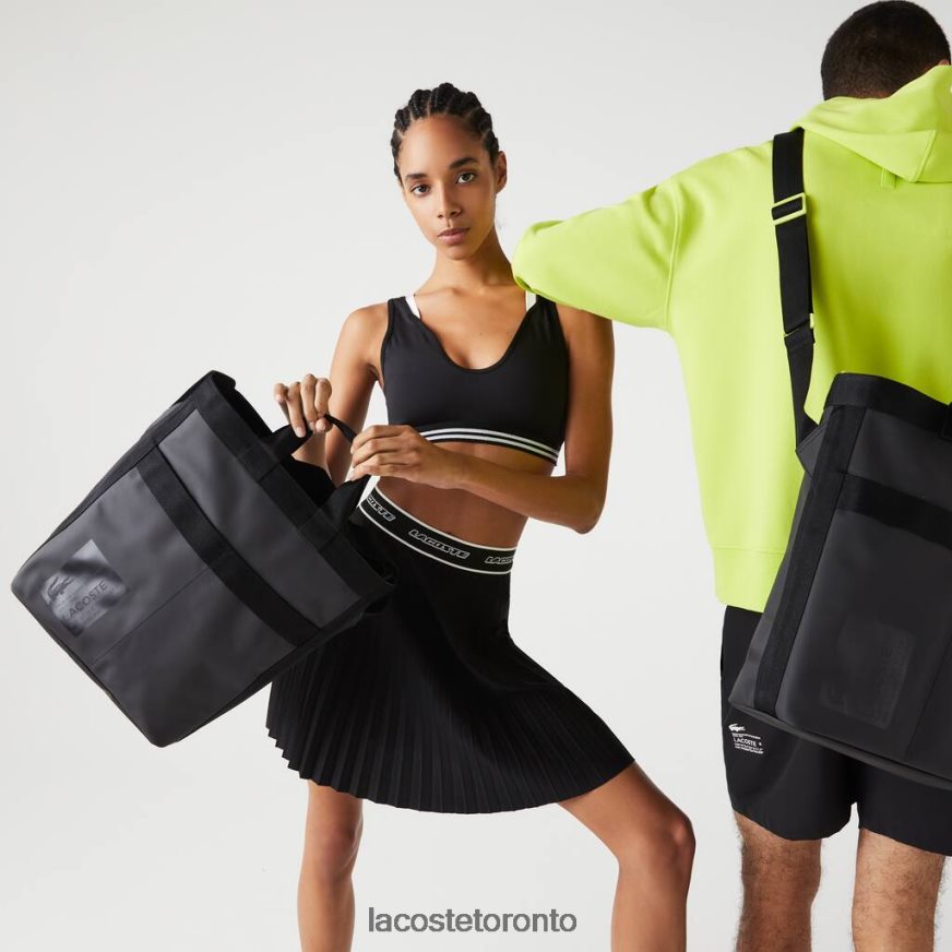 Bags & Leather Goods Lacoste Signature Print Water-Repellent Tote Bag Noir Lime Unisex Z60BPR2057