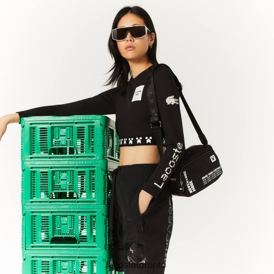 Bags & Leather Goods Lacoste x Minecraft Nylon Print Shoulder Bag Minecraft Noir Blanc Unisex Z60BPR2838