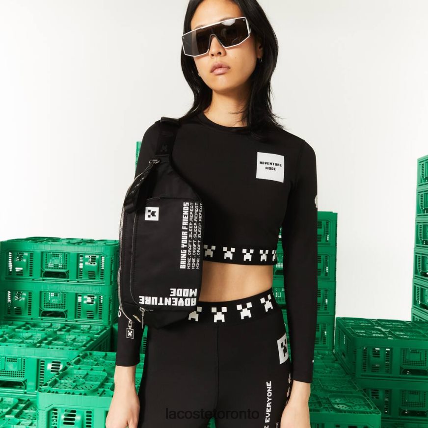 Bags & Leather Goods Lacoste x Minecraft Zippered Lightweight Nylon Waist Bag Minecraft Noir Blanc Unisex Z60BPR2849