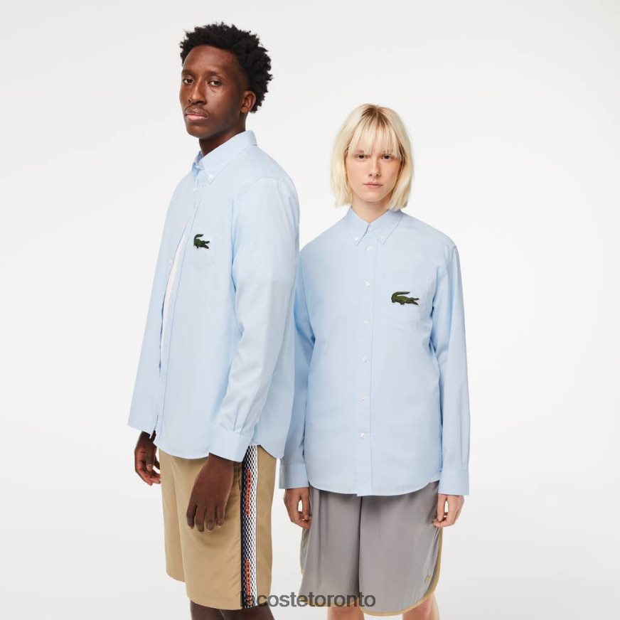 Clothing Lacoste Relaxed Fit Large Crocodile Cotton Shirt Blue Unisex Z60BPR413