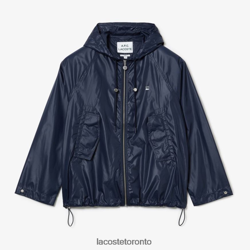 Clothing Lacoste x A.P.C. Water-Resistant Nylon Hooded Jacket Blue Unisex Z60BPR1310